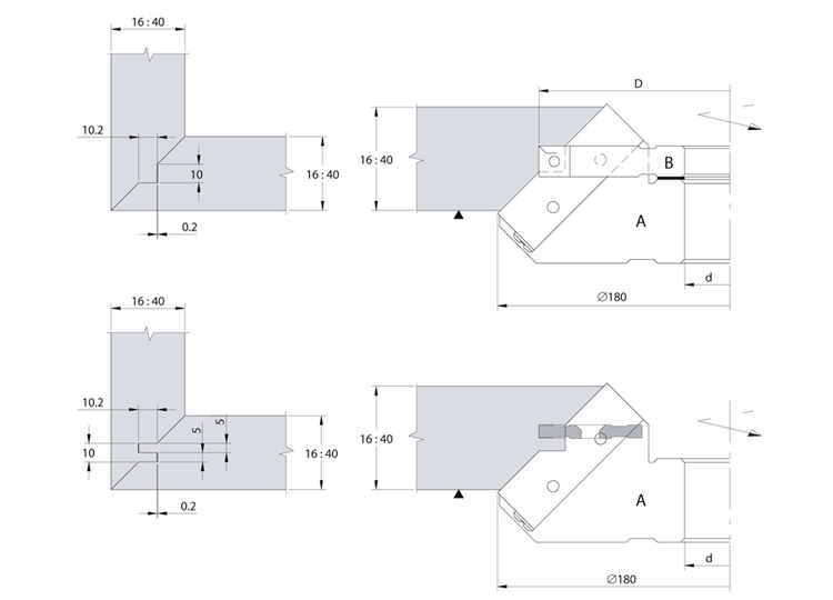 Mitre joint cutterheads 45°