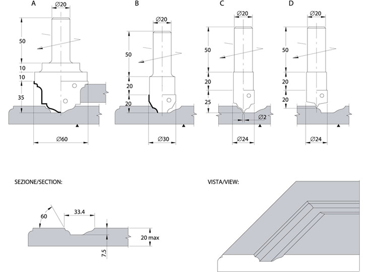 Frese pantografo per antine mdf