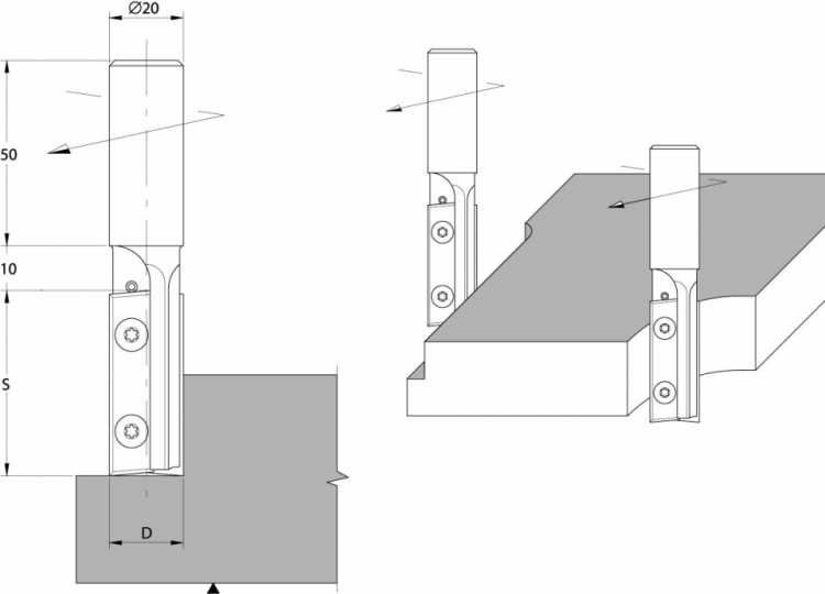 Sizing insert router cutters