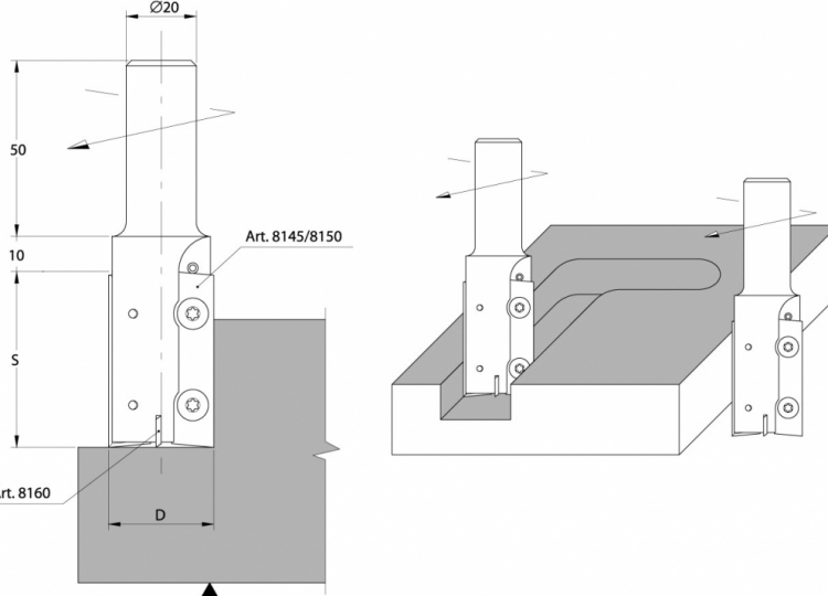 Plunging and sizing insert router cutters