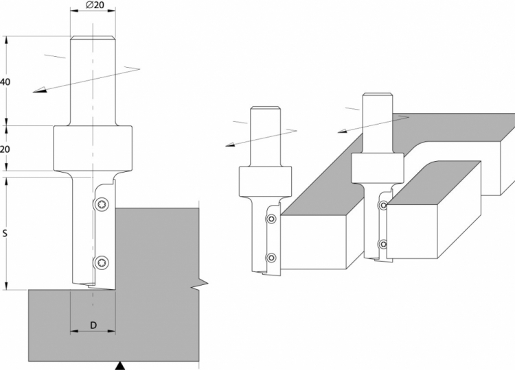 Plunging and sizing insert router cutters