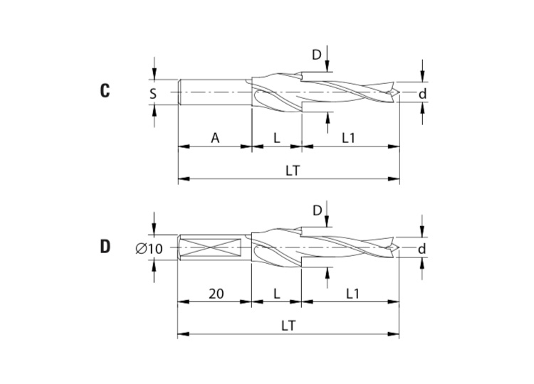 Hw counterbore - countersink drill bits