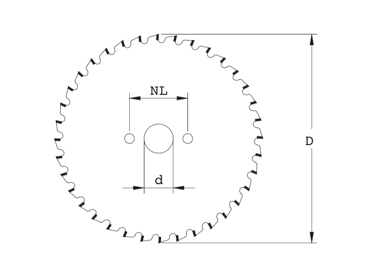 Light metals circular saw blade - positive hook angle